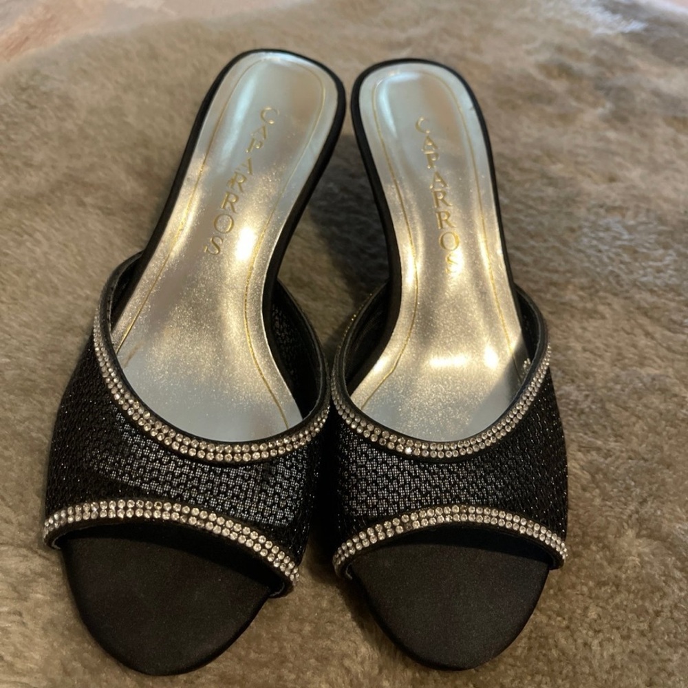 Caparros Black and Silver Embellished Mules